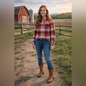 Stio Women’s Slipstone Midweight Flannel Shirt - Smoky Salmon Plaid size XS